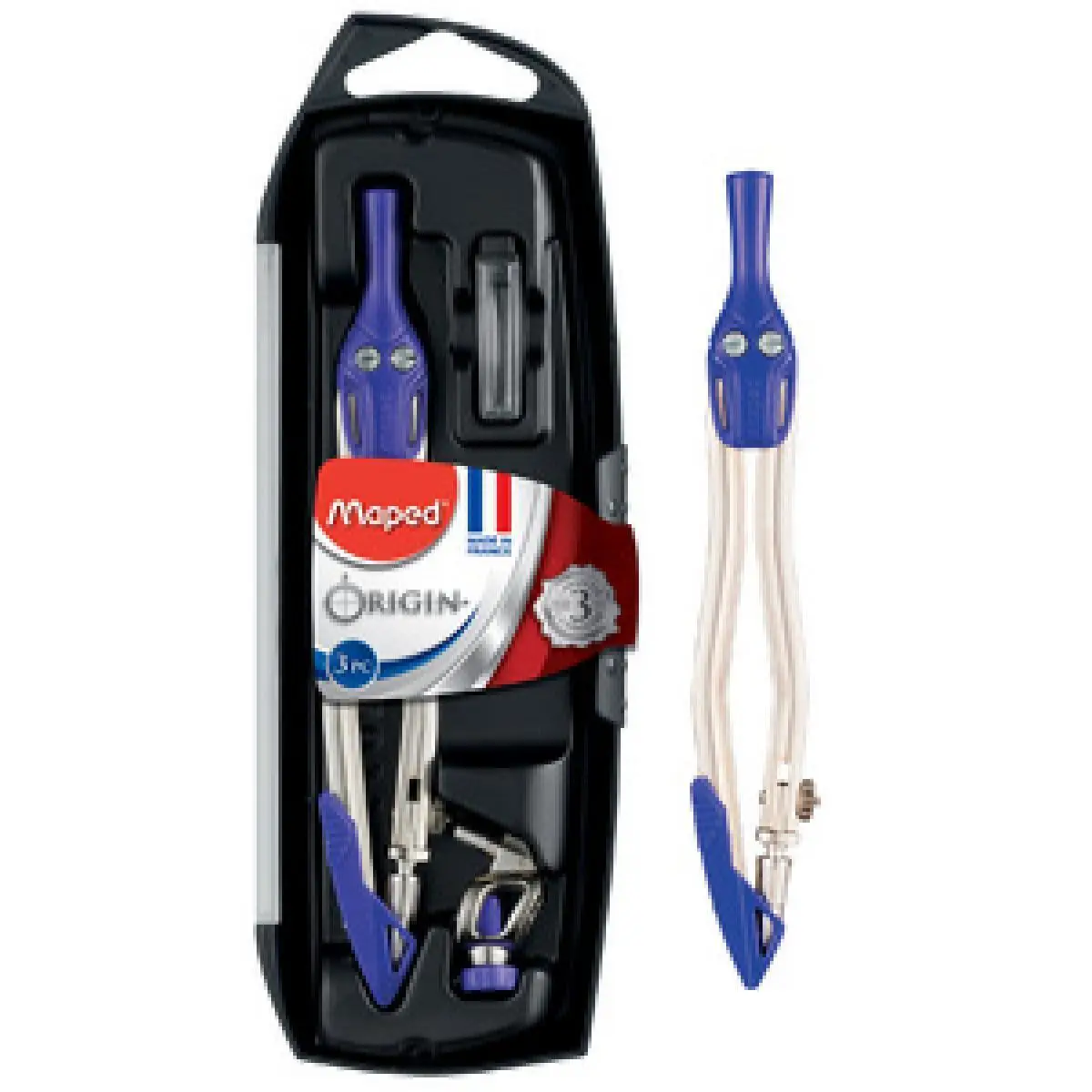 Maped Zirkelkasten Origin, 3-teilig, farbig sortiert (EAN: 3154143058118)