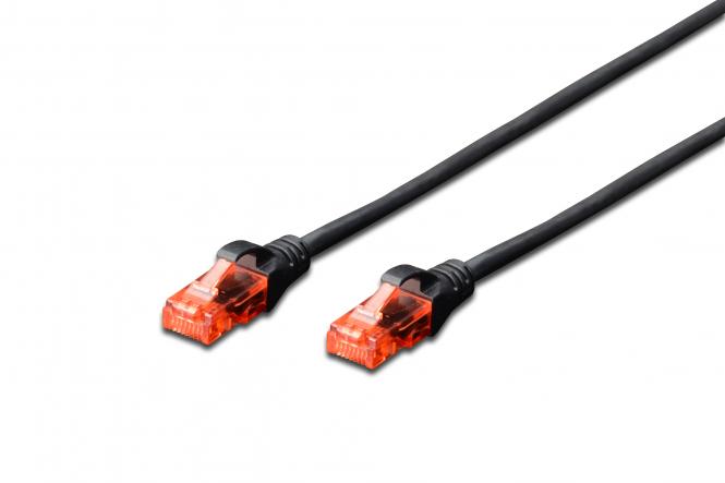 DIGITUS Patchkabel, Kat. 6, U/UTP, 0,25 m, schwarz (EAN: 4016032387558)