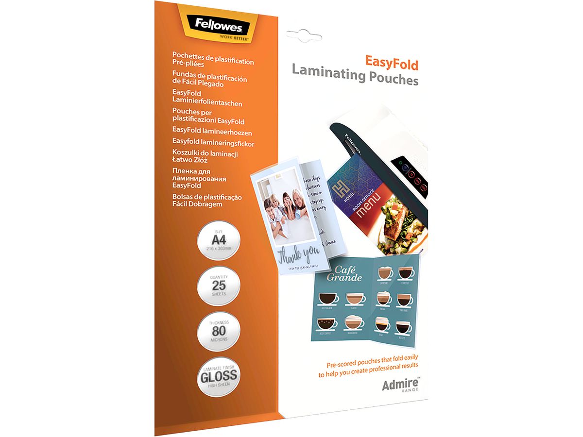 Fellowes Laminierfolientasche, mit Falz, DIN A4, 160 mic (EAN: 0043859730858)