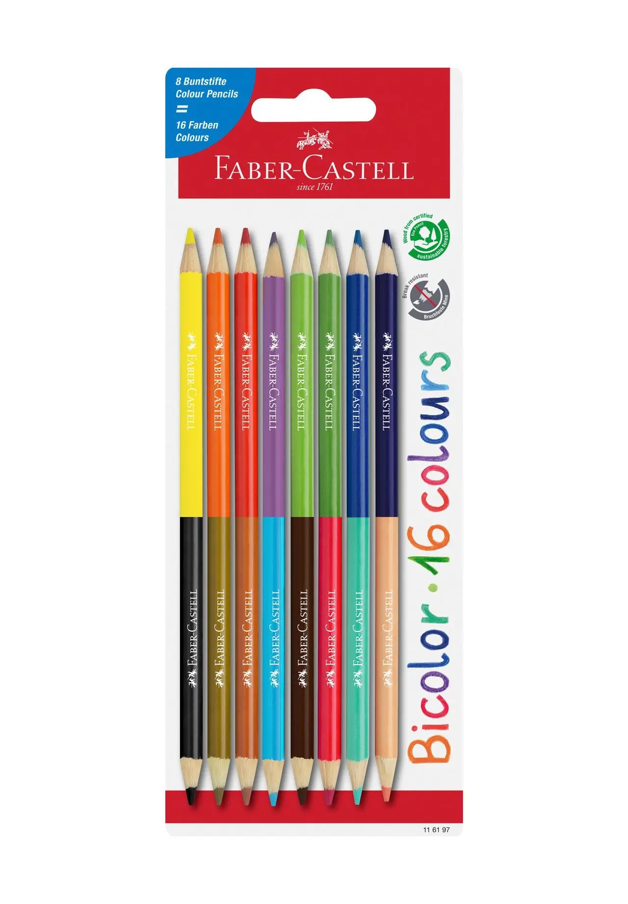 FABER-CASTELL Buntstifte Bicolor, 8er Blisterkarte (EAN: 4005401161974)