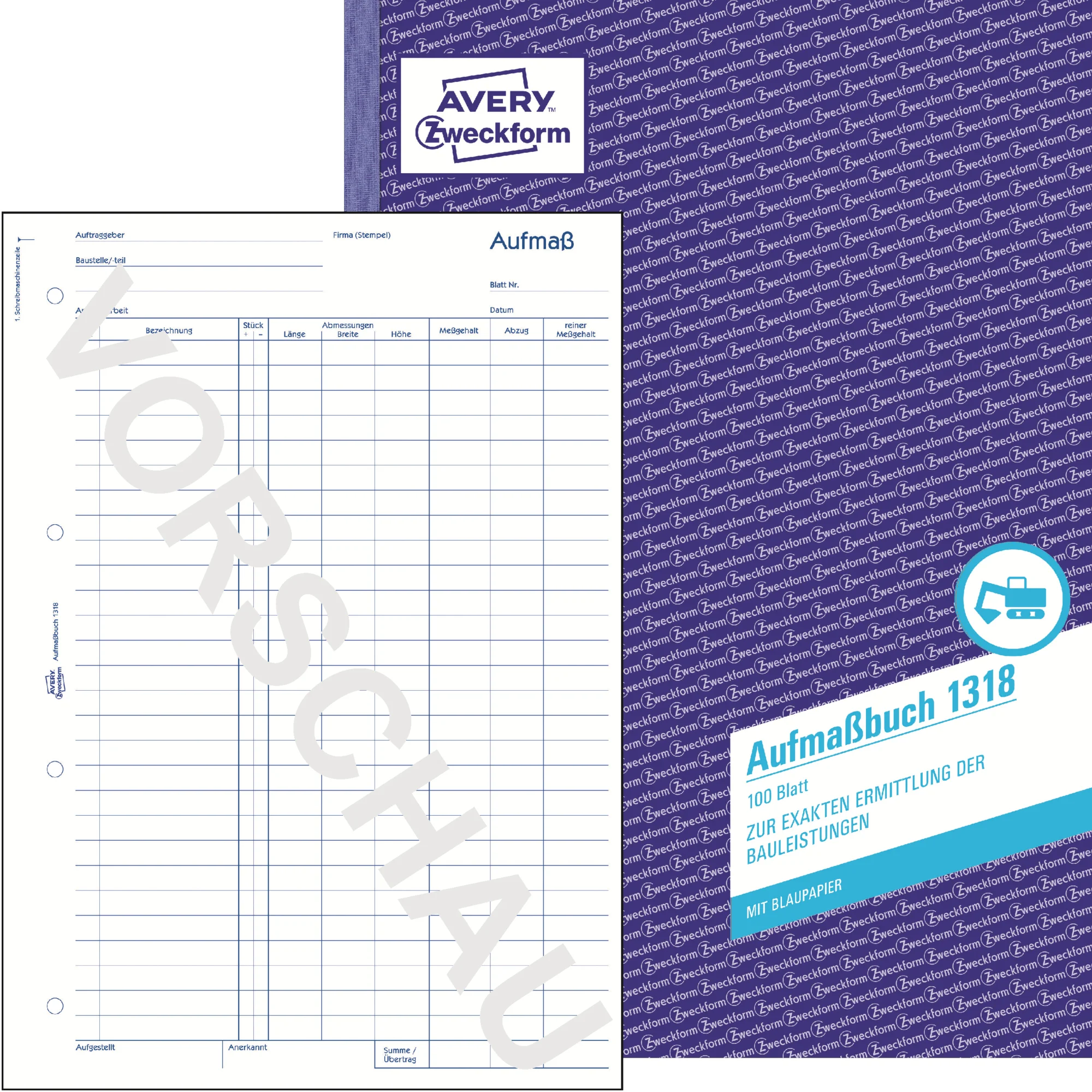 AVERY Zweckform Formularbuch "Aufmaß", A4, 100 Blatt (EAN: 4004182013182)