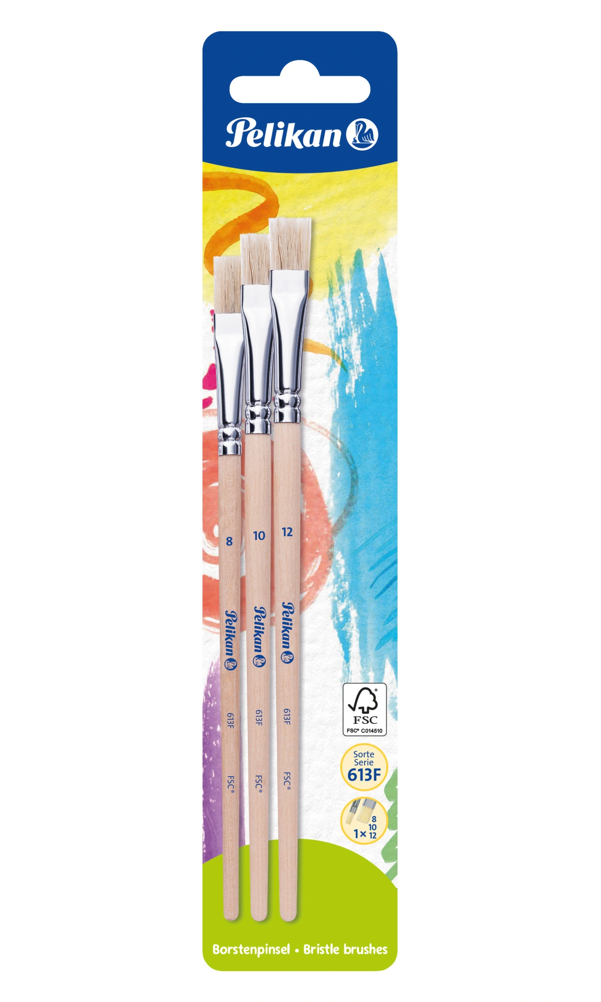 Pelikan Borstenpinsel-Set 613 F, 3-teilig, sortiert (EAN: 4012700700377)