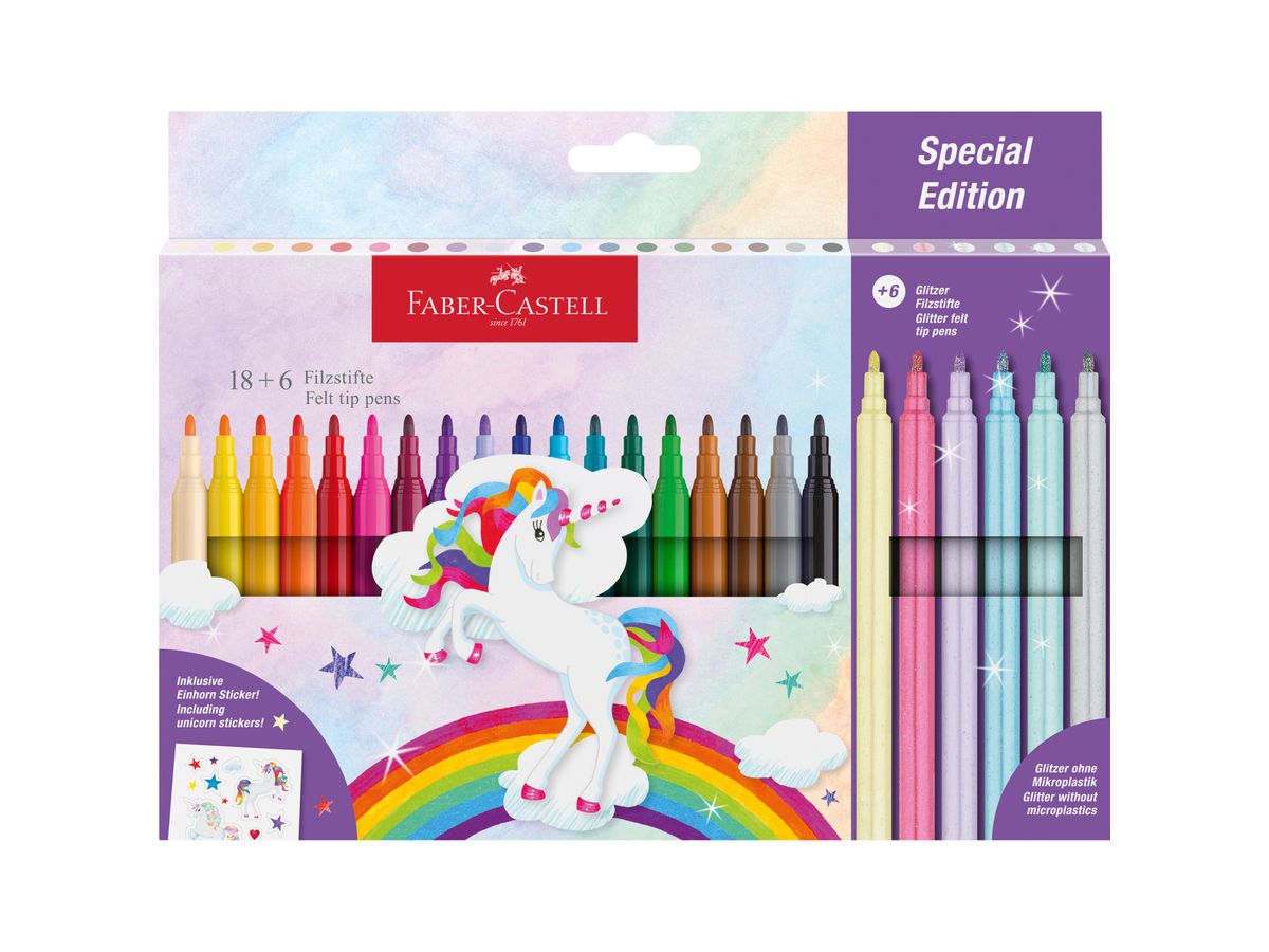 FABER-CASTELL Fasermaler Einhorn, 18+6 Kartonetui (EAN: 4005405542212)