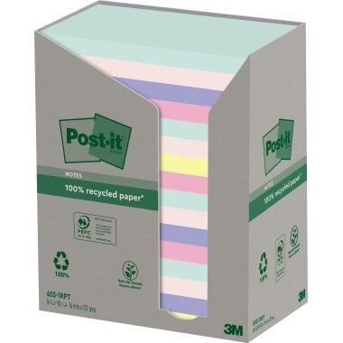 Post-it Haftnotizen Recycling notes, 127 x 76 mm, mehrfarbig (EAN: 4054596929722)