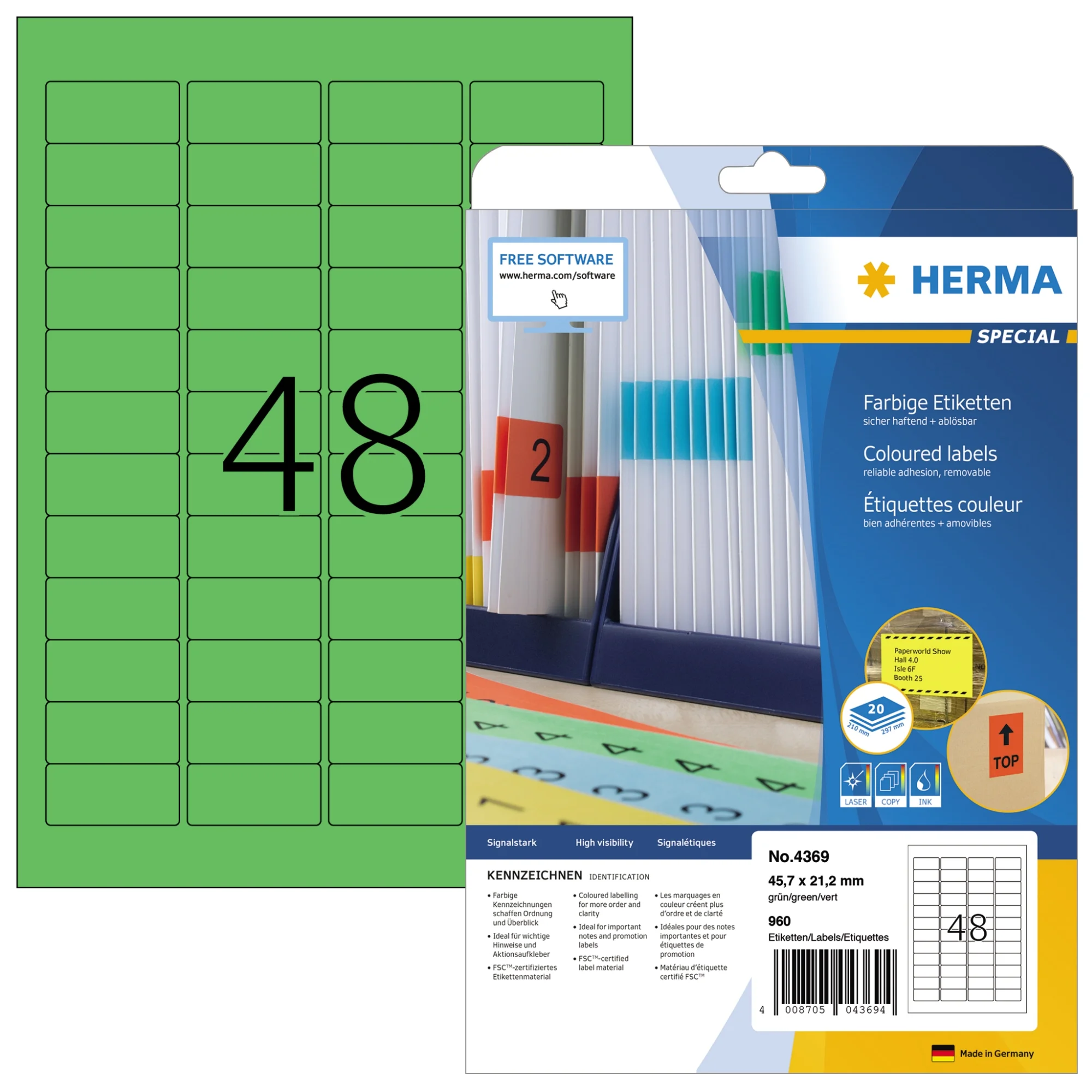 HERMA Universal-Etiketten SPECIAL, 45,7 x 21,2 mm, grün (EAN: 4008705043694)