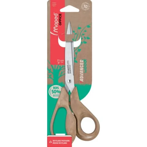 Maped Schere ADVANCED WOOD, Länge: 210 mm, asymmetrisch, braun (EAN: 3154144991117)