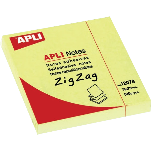 APLI Haftnotizen "ZIG ZAG Notes!", 75 x 75 mm, gelb (EAN: 8410782120780)