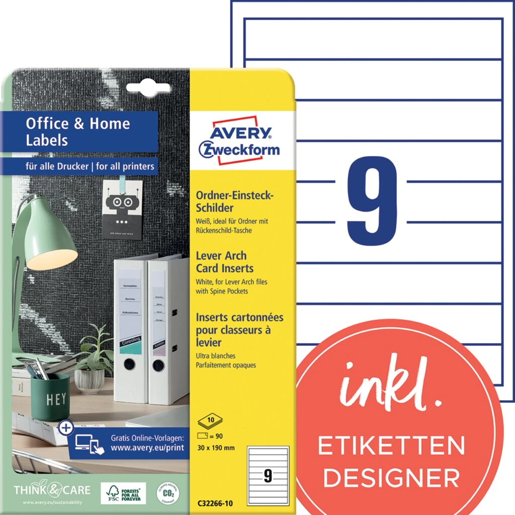 AVERY Zweckform Ordnerrücken-Einsteck-Schilder Home Office (EAN: 4004182085110)
