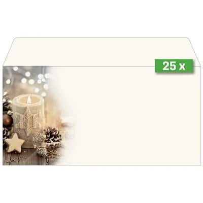 sigel Weihnachts-Motiv-Umschlag "Beige Christmas Candle" (EAN: 4004360778070)
