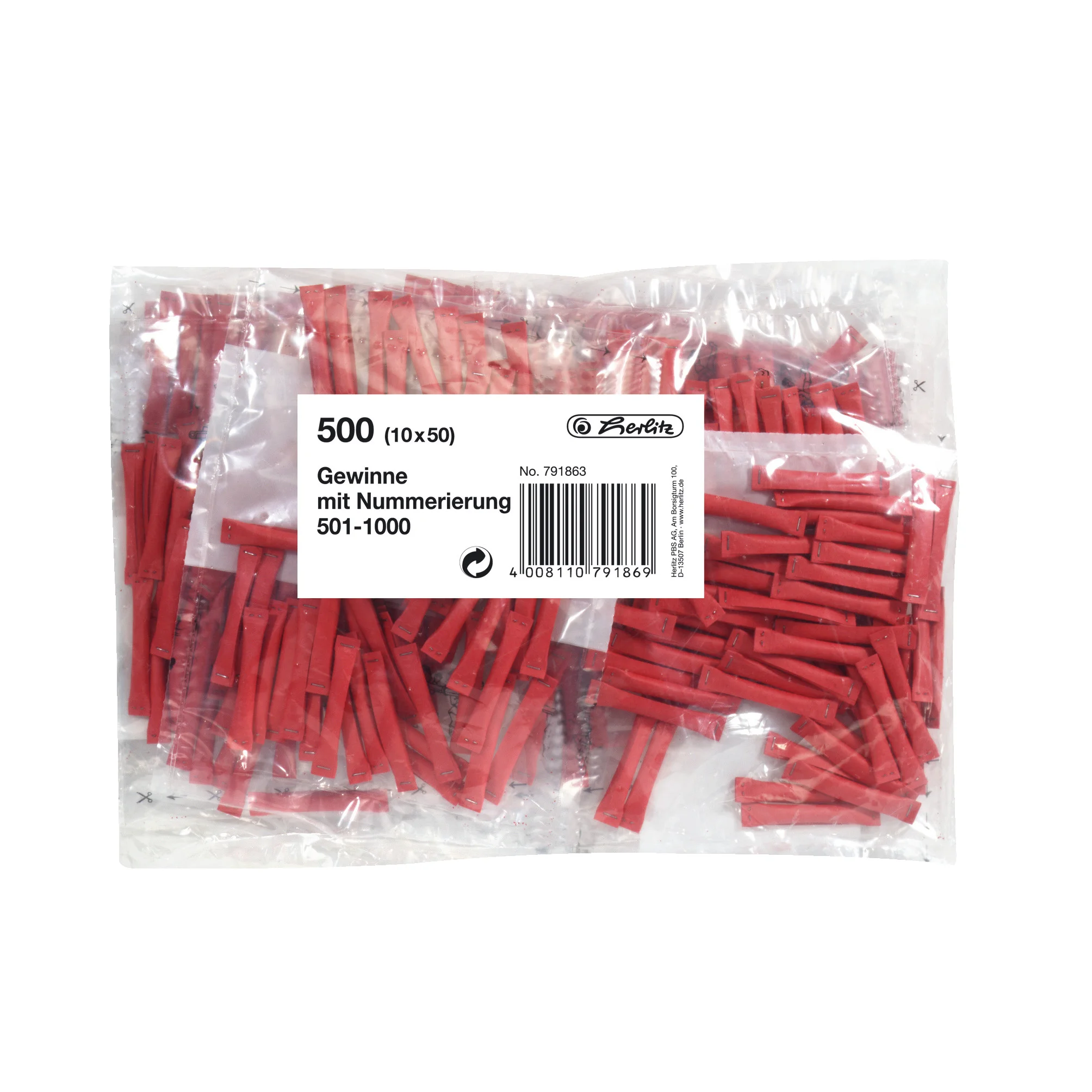 herlitz Gewinnlose, nummeriert 501-1.000, rot (EAN: 4008110791869)