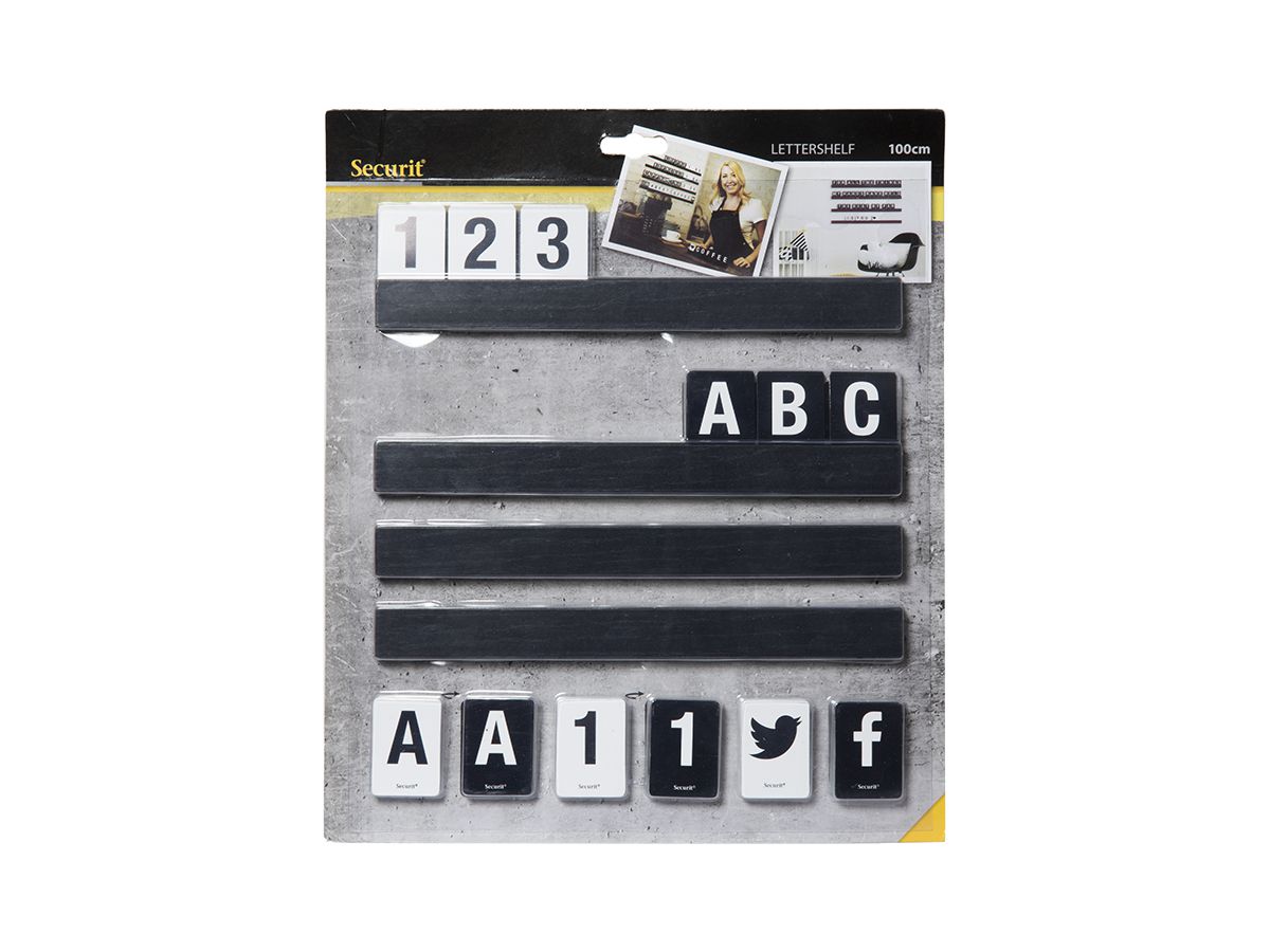 Securit Buchstabenleiste LETTER SHELF, schwarz (EAN: 8719075283127)