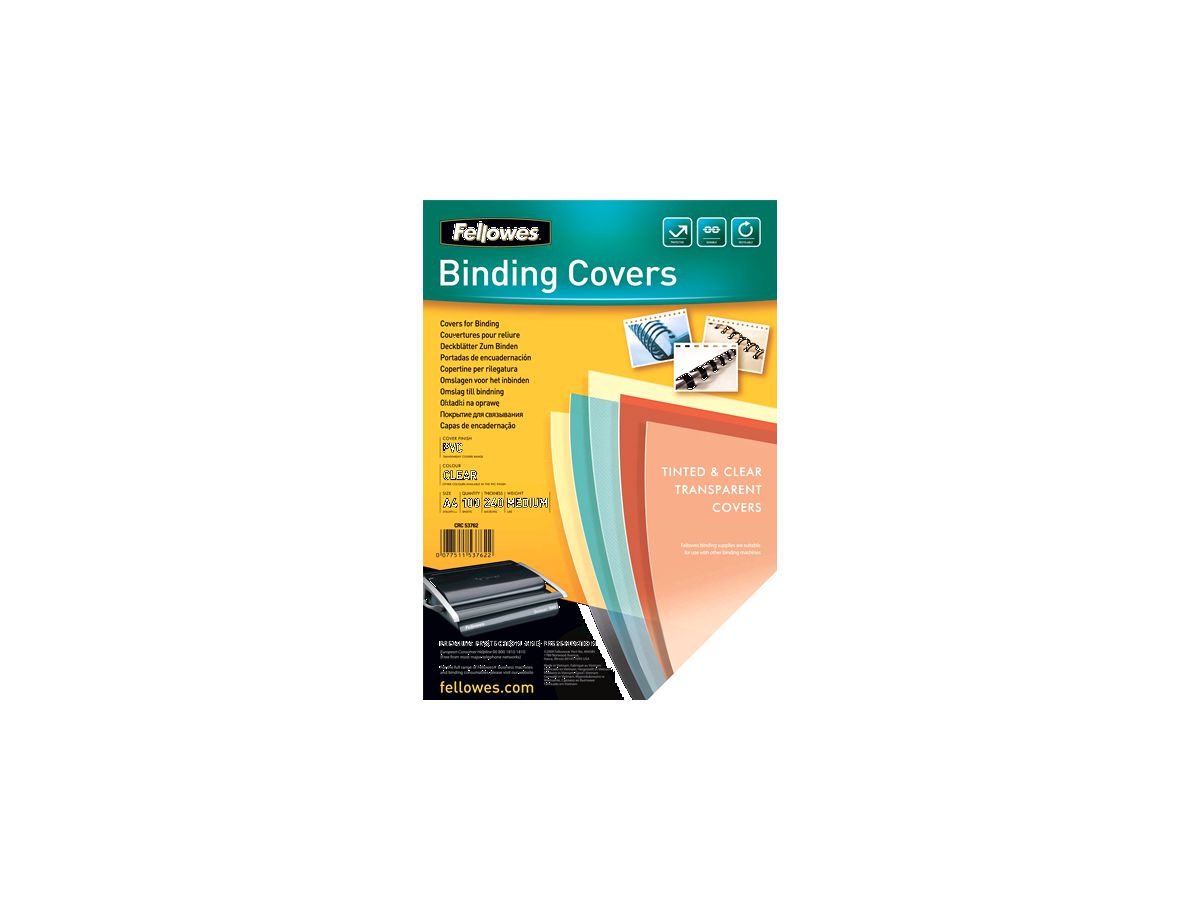 Fellowes Deckblatt, DIN A4, PVC, transparent, 0,24 mm (EAN: 0077511537622)