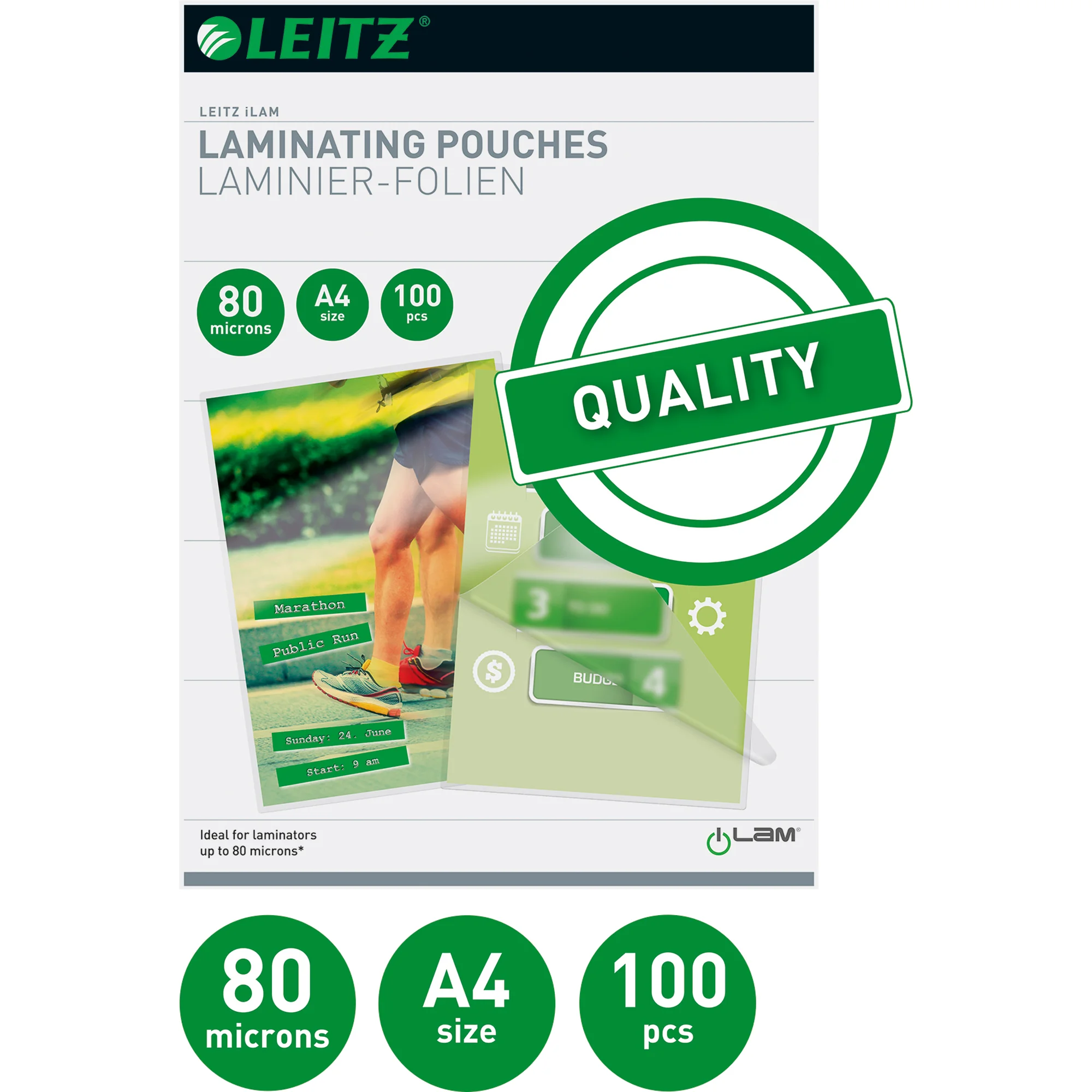 LEITZ Laminierfolientasche, DIN A4, glänzend, 160 mic (EAN: 5411313338189)