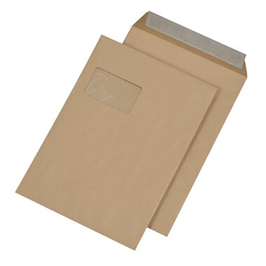 MAILmedia Versandtasche C4 haftklebend, mit Fenster, braun (EAN: 4003928883065)
