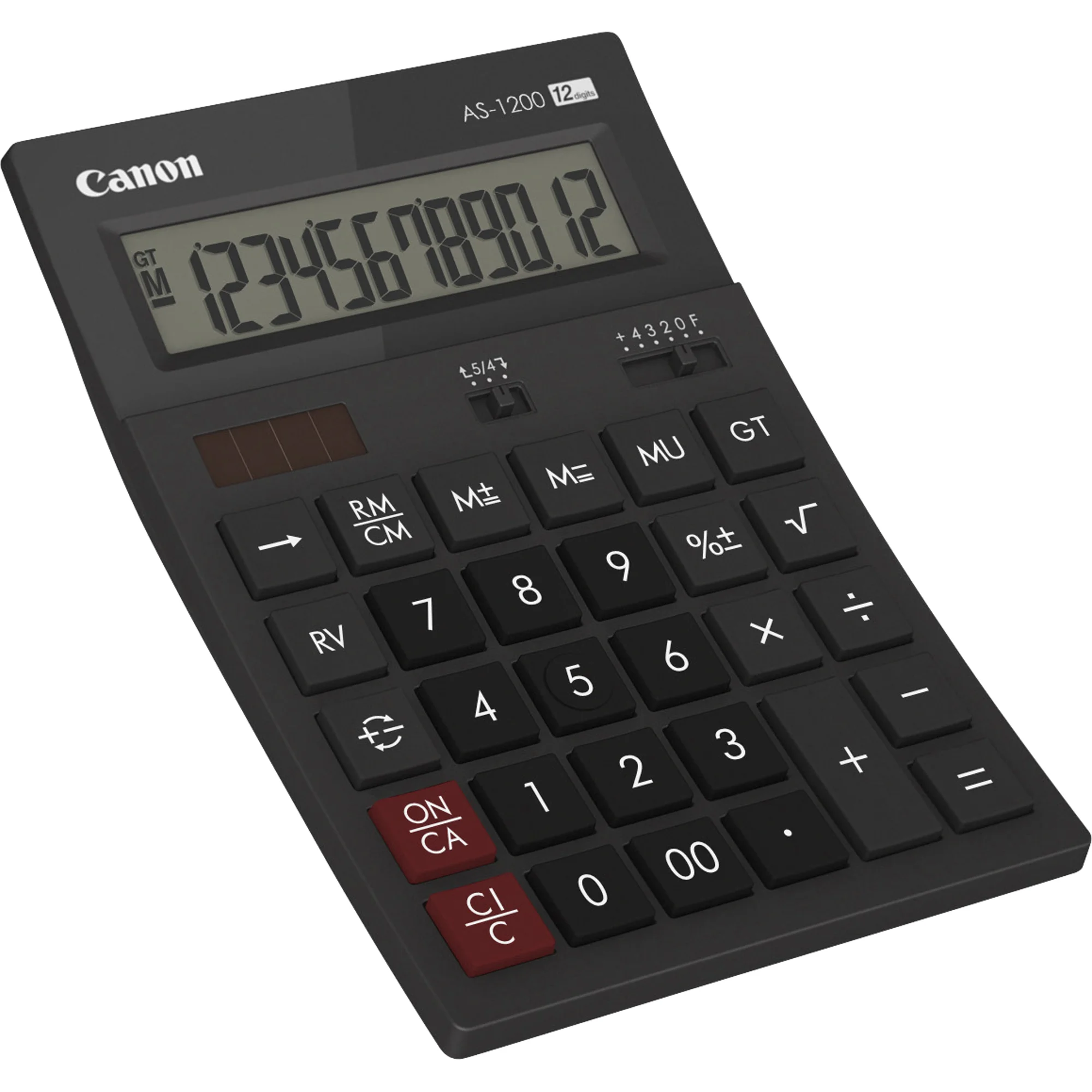 Canon Tischrechner AS-1200, Solar-/ Batteriebetrieb, schwarz (EAN: 4960999673677)