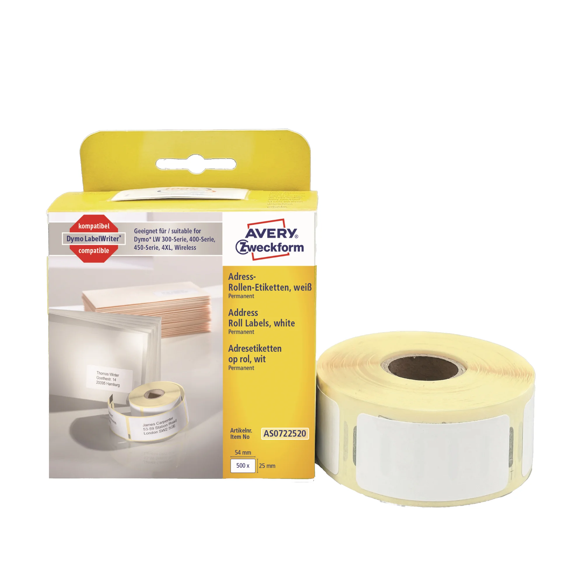 AVERY Zweckform Rollenetiketten, 54 x 25 mm, weiß (EAN: 4004182617038)