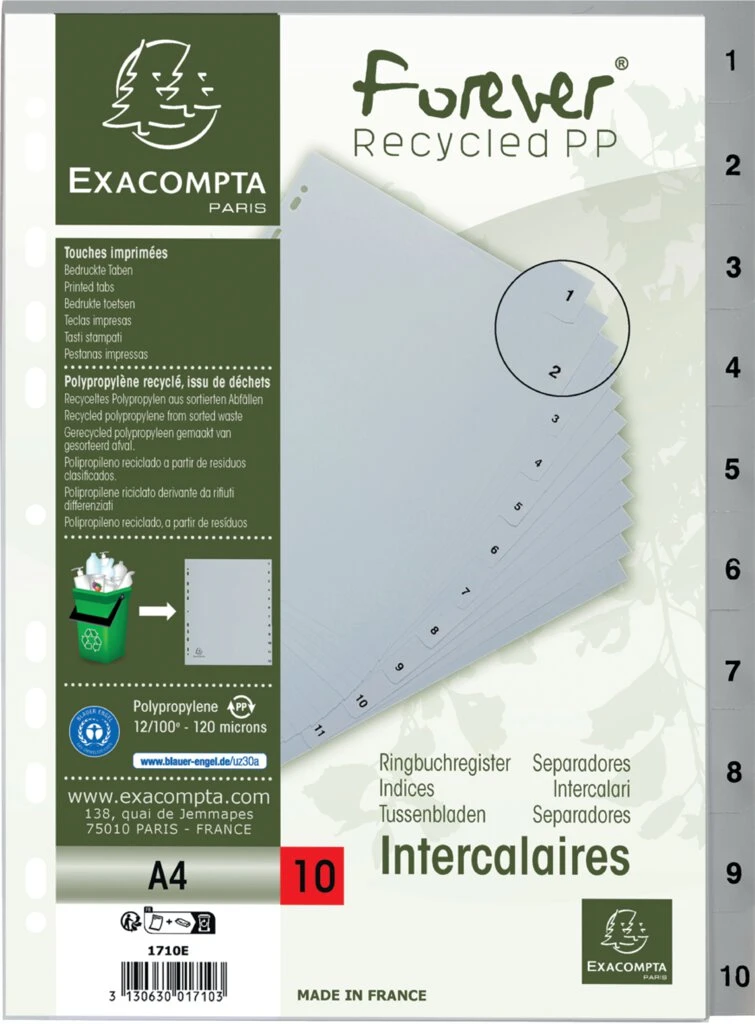 EXACOMPTA Kunststoff-Register, Zahlen, DIN A4, 10-teilig (EAN: 3130630017103)