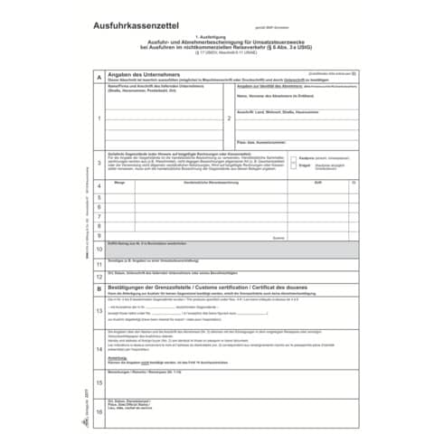RNK Verlag Vordruck "Ausfuhrkassenzettel", DIN A4, SD (EAN: 4002871227704)
