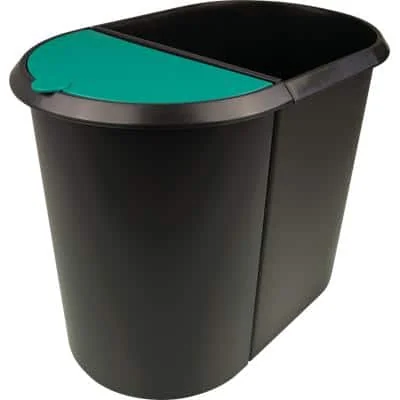 helit Papierkorb "the double", oval, PE, schwarz/grün (EAN: 4012086052053)