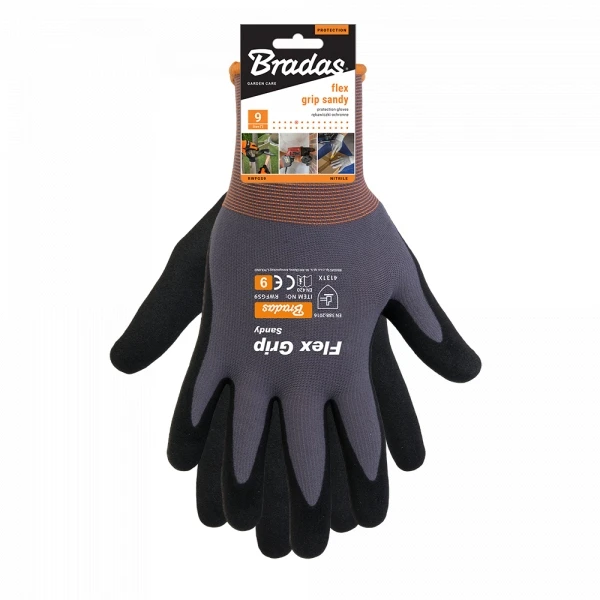 Bradas Arbeitshandschuh Flex Grip Sandy, schwarz/grau, L (EAN: 5907544435716)