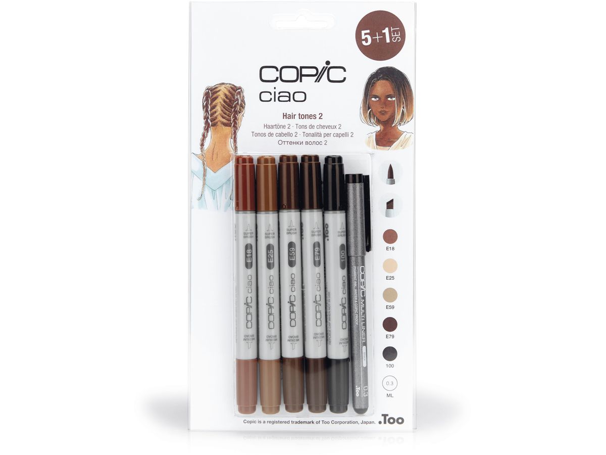 COPIC Marker ciao, 5+1 Set "Hair Tones 2" (EAN: 4013695265346)