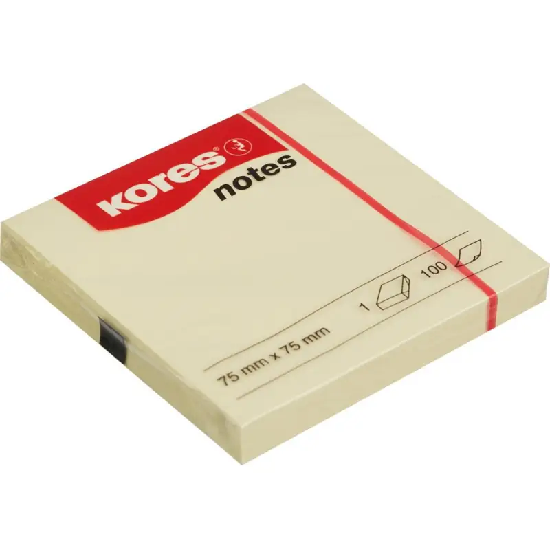 Kores Haftnotizen "notes", 75 x 75 mm, blanko, gelb (EAN: 9023800460752)