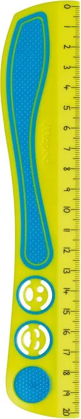Maped Flachlineal Kidy Grip, 200 mm, aus Kunststoff, grün/blau, orange/pink und rot/lila (EAN: 3154142787101)