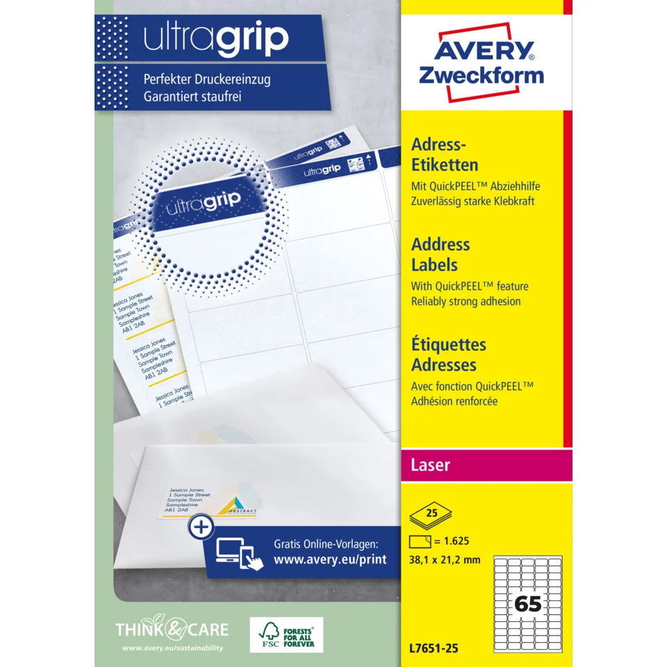 AVERY Zweckform Mini-Etiketten, 38,1 x 21,2 mm, weiß (EAN: 4004182236512)