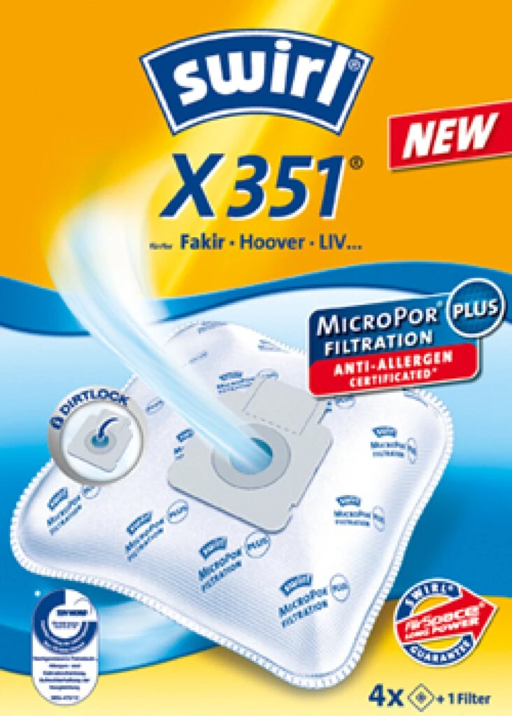 swirl Staubsaugerbeutel X 351, mit MicroporPlus-Filter (EAN: 4006508205813)