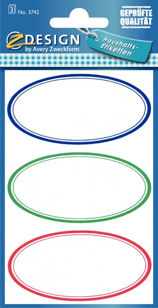 AVERY Zweckform Z-Design Haushaltsetiketten "oval", bunt (EAN: 4004182037423)