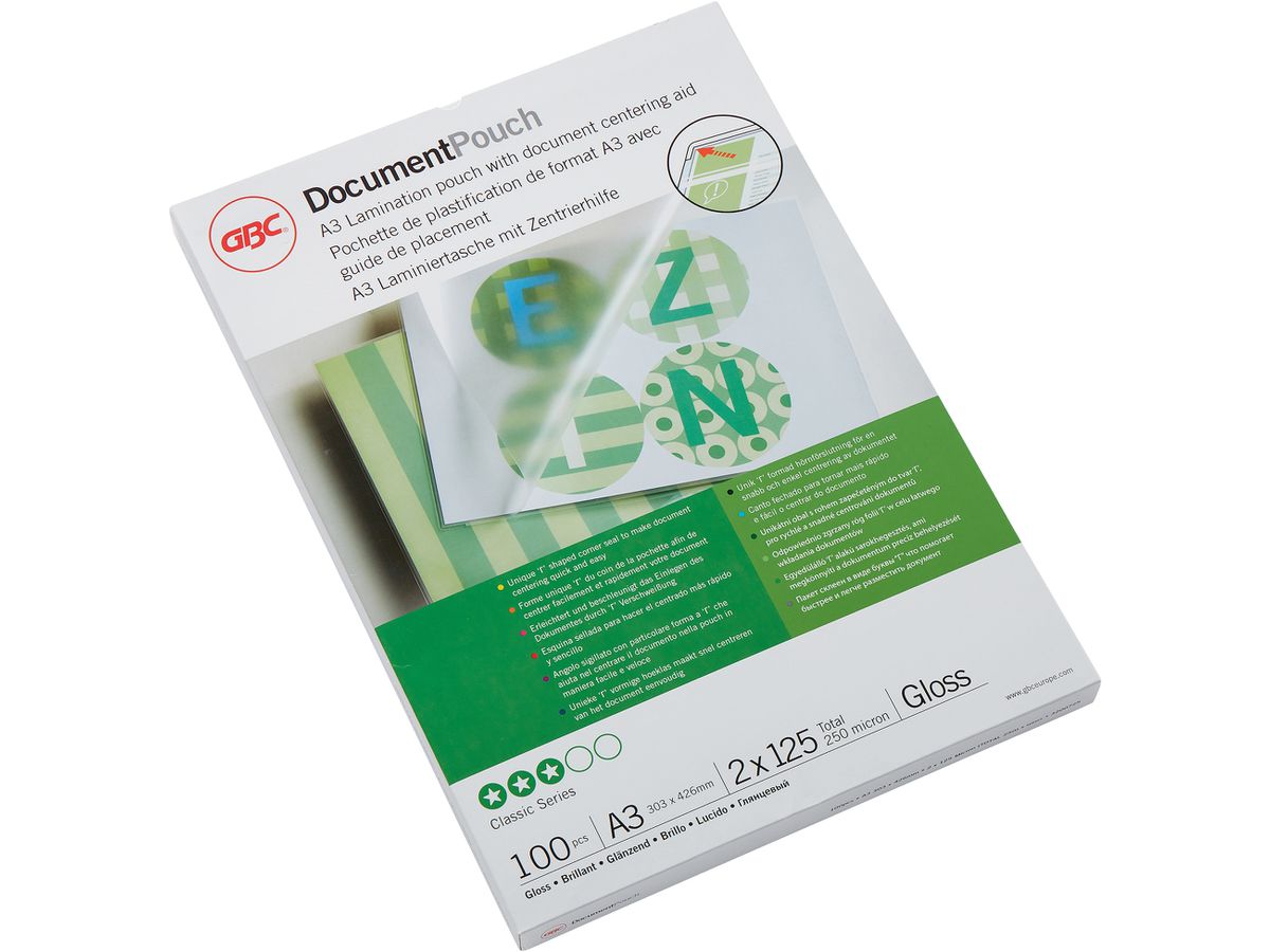 GBC Laminierfolientasche, DIN A3, glänzend, 250 mic (EAN: 0033816024045)