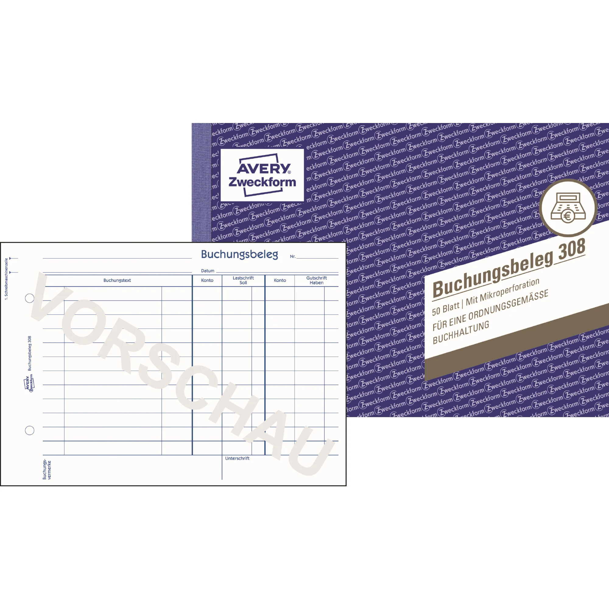 AVERY Zweckform Formularbuch "Buchungsbeleg", A5 quer (EAN: 4004182003084)