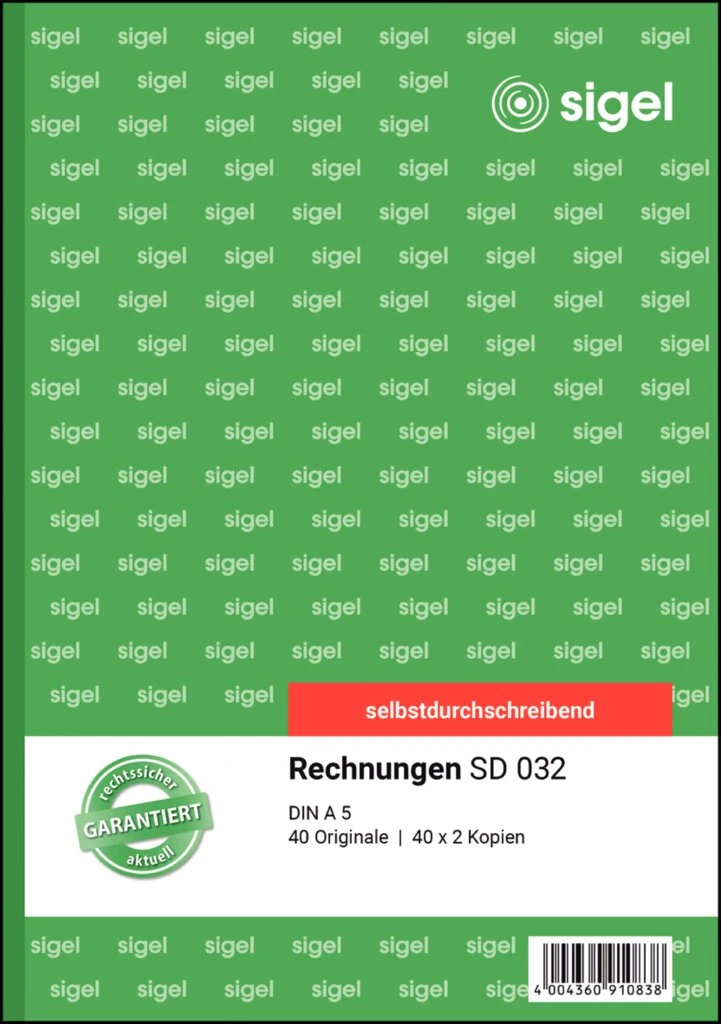sigel Formularbuch "Rechnung", A5, 3 x 40 Blatt, SD (EAN: 4004360910838)