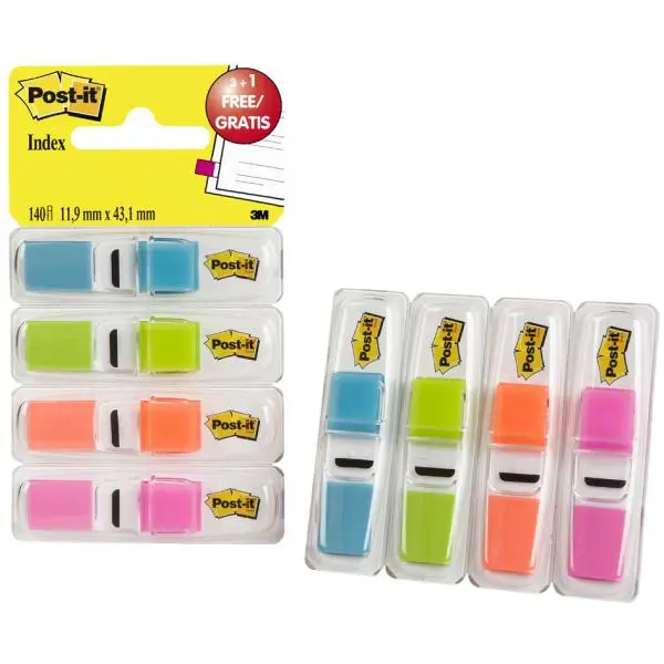 Post-it Haftmarker Index, 11,9 x 43,2 mm, 4er Spender (EAN: 3134375444910)