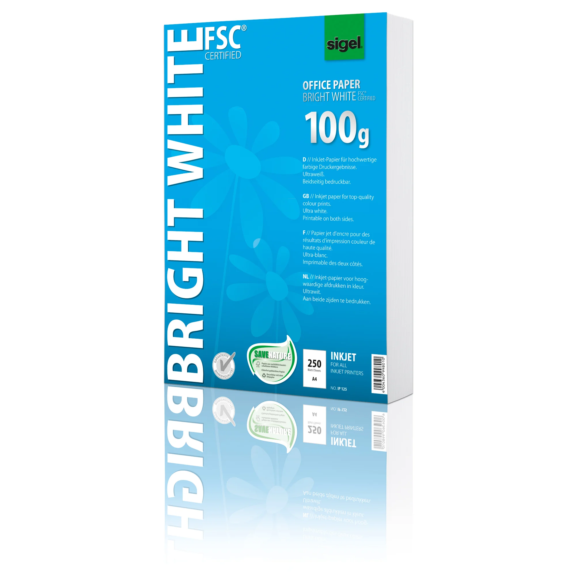sigel Inkjet-Papier "Bright White", DIN A4, 100 g/qm, ultraweiß (EAN: 4004360998010)
