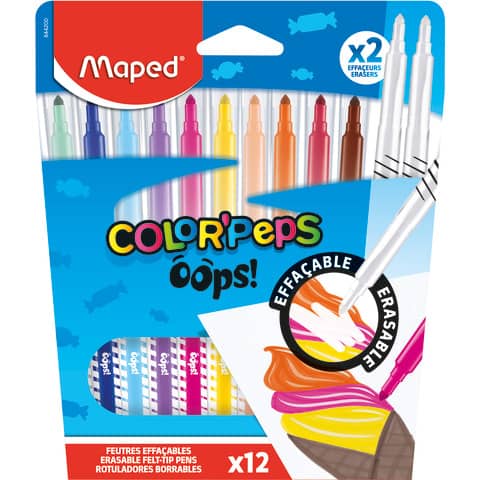 Maped Radierbare Fasermaler COLOUR'PEPS OOPS,12er Kartonetui (EAN: 3154148442004)