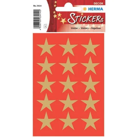 HERMA Weihnachts-Sticker DECOR "Sterne", 22 mm, gold (EAN: 4008705034142)