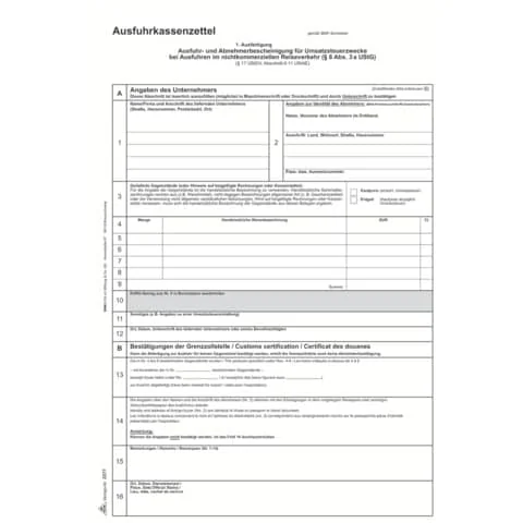 RNK Verlag Vordruck "Ausfuhrkassenzettel", DIN A4, SD (EAN: 4002871227704)