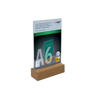 sigel Tischaufsteller mit Holzsockel, Acryl, DIN A6, gerade (EAN: 4004360785634)