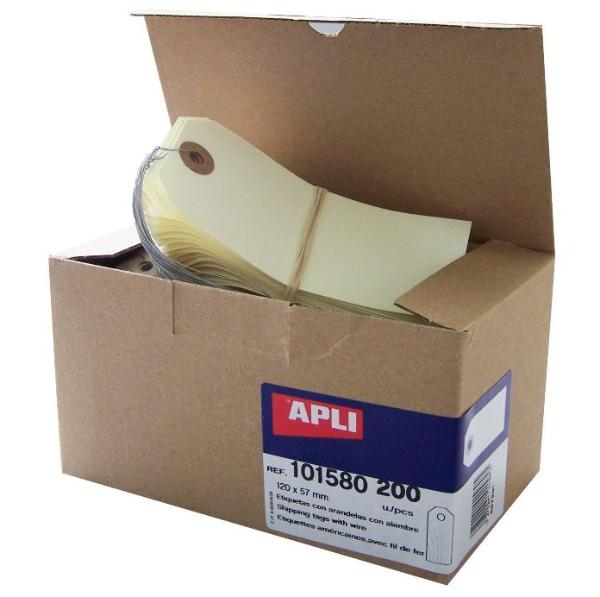 APLI Warenanhänger, 120 x 57 mm, neutral, mit Draht (EAN: 3270241015805)