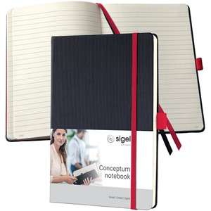 sigel Notizbuch Conceptum, DIN A5, liniert, schwarz/rot (EAN: 4004360826443)