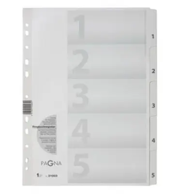 PAGNA Karton-Register Zahlen 1 - 5, DIN A4, 5-teilig (EAN: 4013951004641)