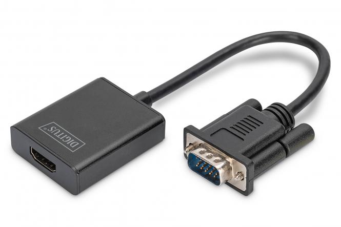 DIGITUS VGA - HDMI + Audio Konverter, schwarz (EAN: 4016032444213)