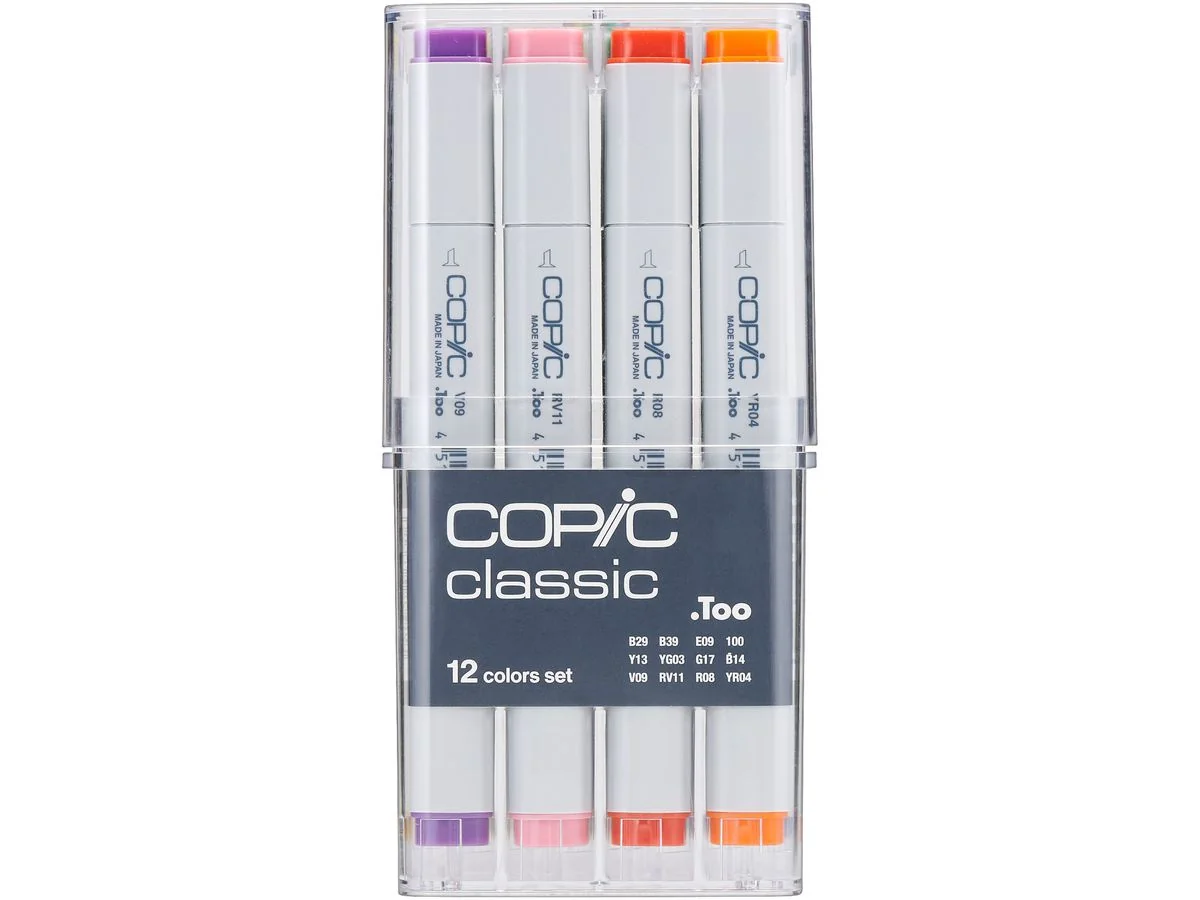 COPIC Marker classic, 12er Basis Set, farbig sortiert (EAN: 4511338063316)