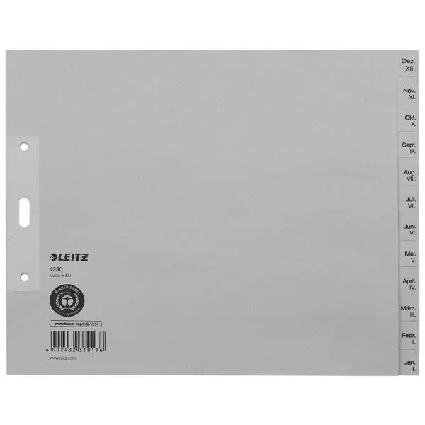 LEITZ Tauenpapier-Register, Monate, A4 Überbreite, Dez.-Jan. (EAN: 4002432319176)