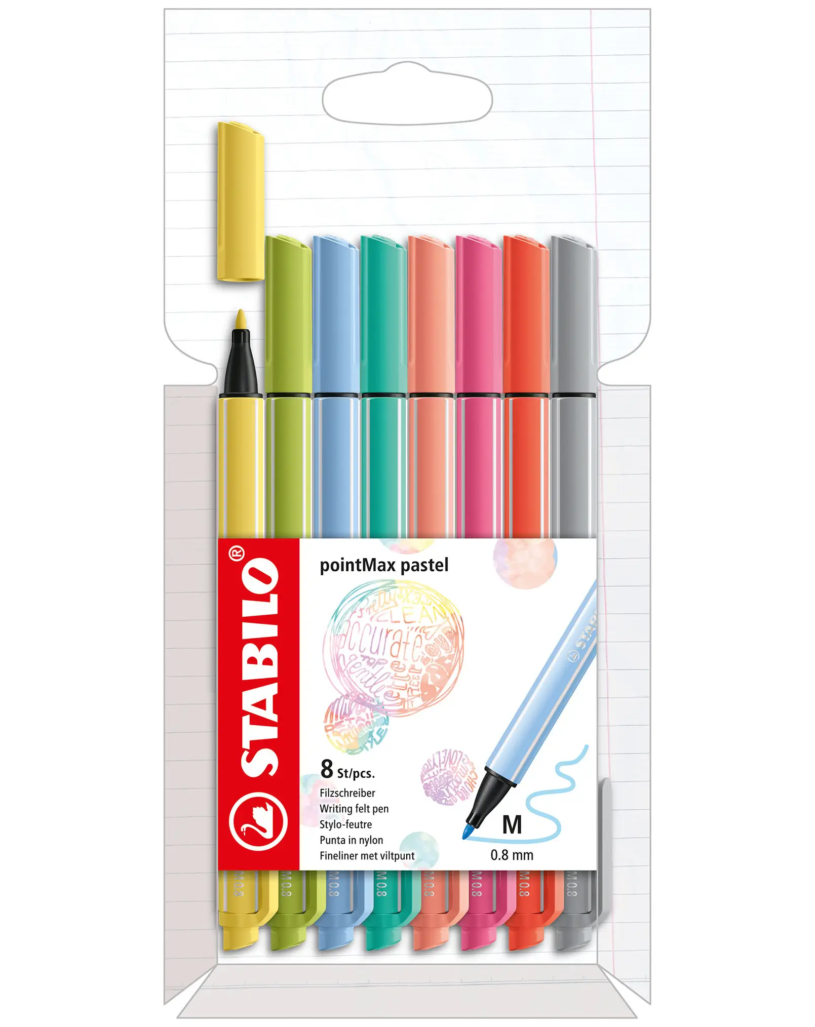 STABILO Fasermaler pointMax, 8er Kartonetui, Pastell (EAN: 4006381581844)