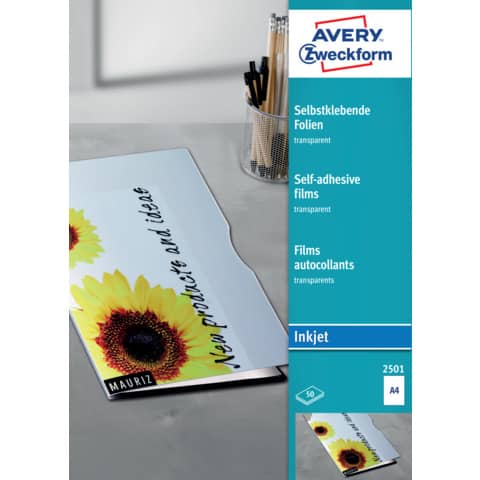 AVERY Zweckform Inkjet Folien, A4, klar, Stärke 0,17 mm (EAN: 4004182025017)