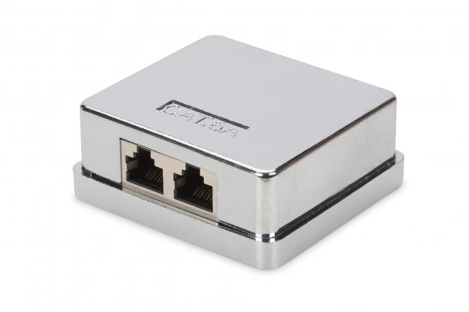 DIGITUS Aufputzdose Kat.6A, 2 x RJ45, geschirmt, silber (EAN: 4016032425885)