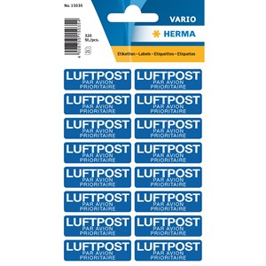 HERMA Textetiketten "MIT LUFTPOST", 12 x 40 mm, blau / weiß (EAN: 4008705150354)