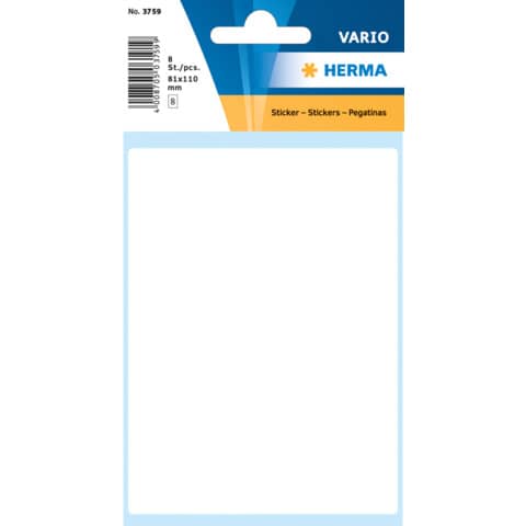 HERMA Vielzweck-Etiketten, 81 x 110 mm, weiß, Kleinpackung (EAN: 4008705037594)